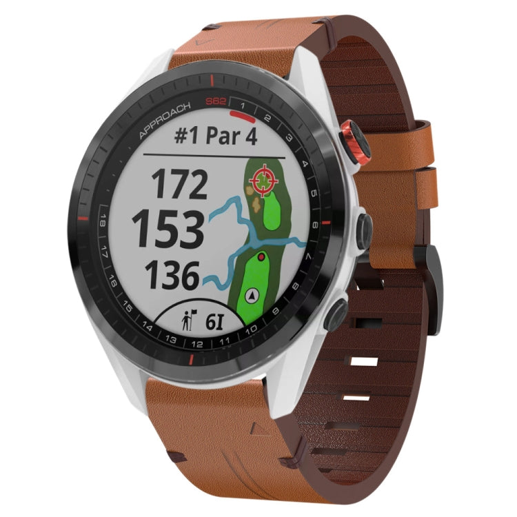 22mm Leather Steel Buckle Watch Band, For Garmin Quatix 5 Sapphire, For Garmin Approach S62