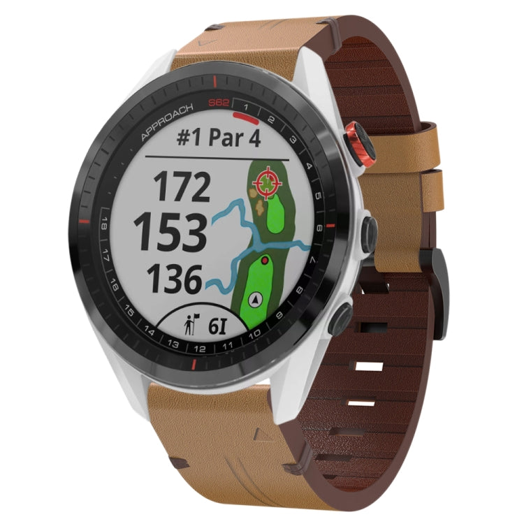 22mm Leather Steel Buckle Watch Band, For Garmin Quatix 5 Sapphire, For Garmin Approach S62