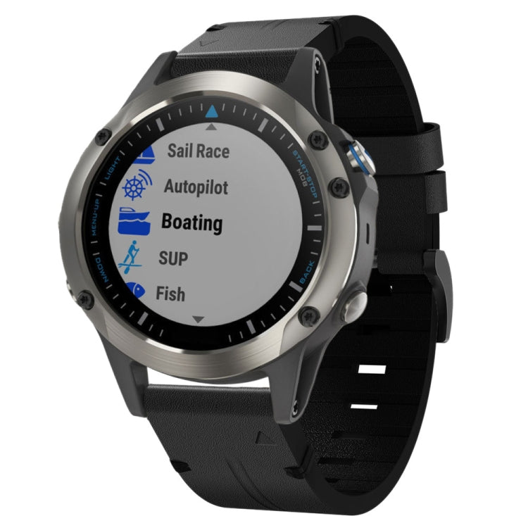 22mm Leather Steel Buckle Watch Band, For Garmin Quatix 5 Sapphire, For Garmin Approach S62