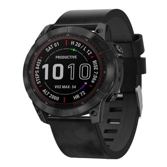 26mm Leather Steel Buckle Watch Band, For Garmin Fenix 7X, For Garmin Fenix 7X Solar, For Garmin Tactix 7, For Garmin Tactix 7Pro, For Garmin Tactix Delta, For Garmin Enduro 2, For Garmin Fenix 6X, For Garmin Fenix 6X Pro, For Garmin Fenix 6X Sapphire ...