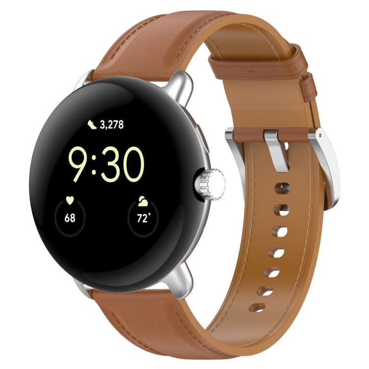 Leather Embossed Sewing Watch Band, For Google Pixel Watch 4 / 3 / 2 / 1 41mm