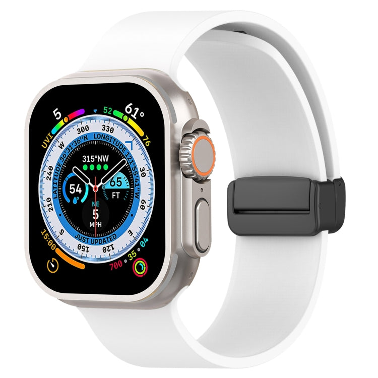 Magnetic Black Buckle Smooth Silicone Watch Band, For Apple Watch Ultra 49mm, For Apple Watch Series 8&7 45mm, For Apple Watch Series 8&7 41mm