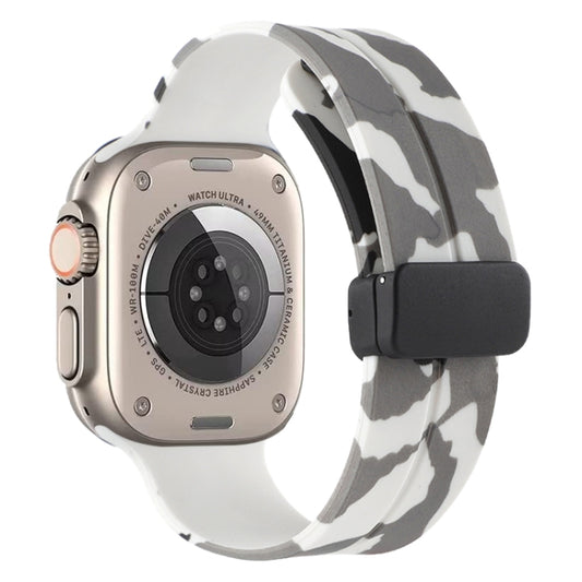Magnetic Clasp Camouflage Silicone Watch Band, For Apple Watch Ultra 49mm, For Apple Watch Series 8&7 45mm, For Apple Watch Series 8&7 41mm