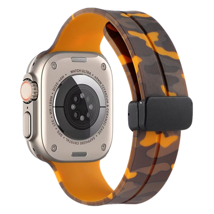 Magnetic Clasp Camouflage Silicone Watch Band, For Apple Watch Ultra 49mm, For Apple Watch Series 8&7 45mm, For Apple Watch Series 8&7 41mm