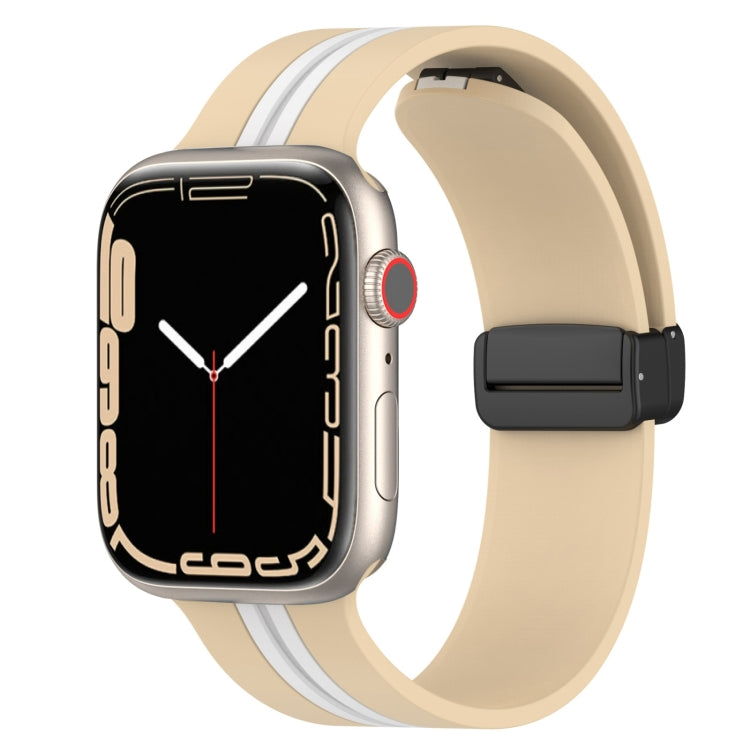 Magnetic Clasp Two-Color Silicone Watch Band, For Apple Watch Ultra 49mm, For Apple Watch Series 8&7 45mm, For Apple Watch Series 8&7 41mm