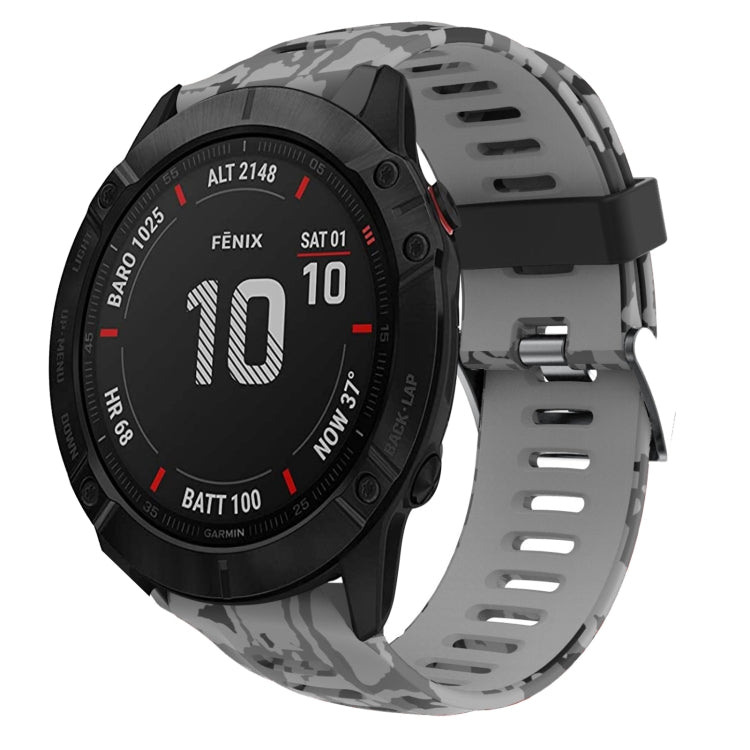 26mm Camouflage Printed Silicone Watch Band, For Garmin Enduro, For Garmin Fenix 6X, For Garmin Fenix 6X Pro, For Garmin Fenix 6X Sapphire, For Garmin Fenix 5X Sapphire, For Garmin Fenix 5X Plus, For Garmin Fenix 3, For Garmin Fenix 3 HR