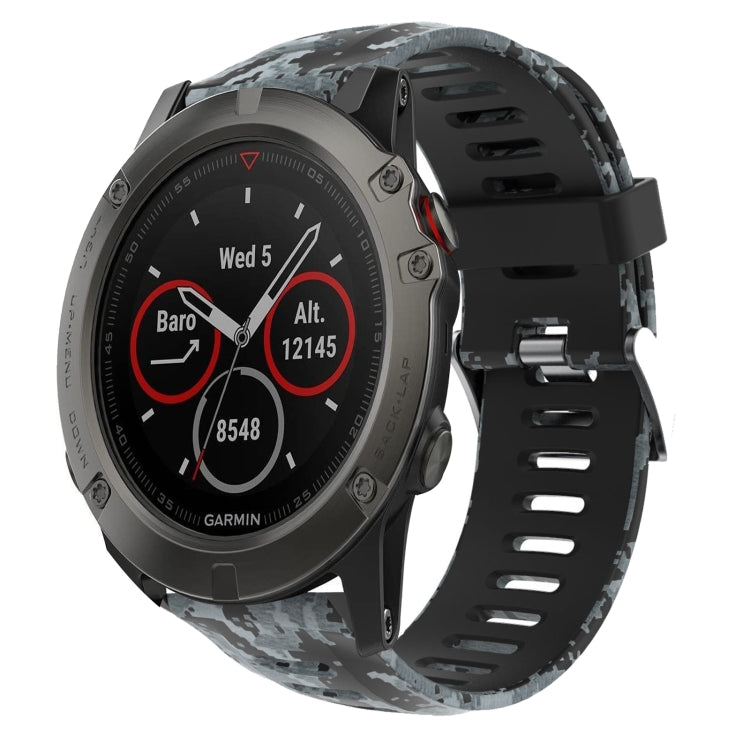 26mm Camouflage Printed Silicone Watch Band, For Garmin Enduro, For Garmin Fenix 6X, For Garmin Fenix 6X Pro, For Garmin Fenix 6X Sapphire, For Garmin Fenix 5X Sapphire, For Garmin Fenix 5X Plus, For Garmin Fenix 3, For Garmin Fenix 3 HR