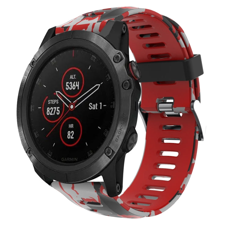 26mm Camouflage Printed Silicone Watch Band, For Garmin Enduro, For Garmin Fenix 6X, For Garmin Fenix 6X Pro, For Garmin Fenix 6X Sapphire, For Garmin Fenix 5X Sapphire, For Garmin Fenix 5X Plus, For Garmin Fenix 3, For Garmin Fenix 3 HR