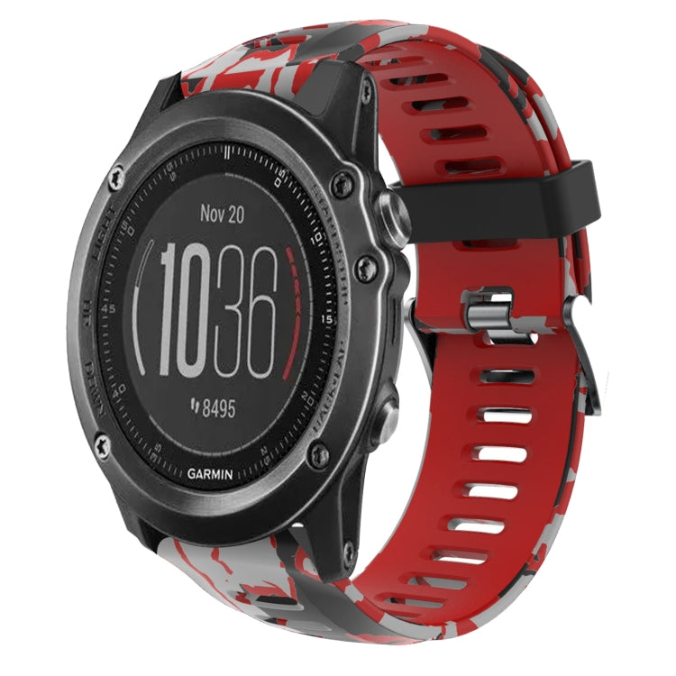 26mm Camouflage Printed Silicone Watch Band, For Garmin Enduro, For Garmin Fenix 6X, For Garmin Fenix 6X Pro, For Garmin Fenix 6X Sapphire, For Garmin Fenix 5X Sapphire, For Garmin Fenix 5X Plus, For Garmin Fenix 3, For Garmin Fenix 3 HR