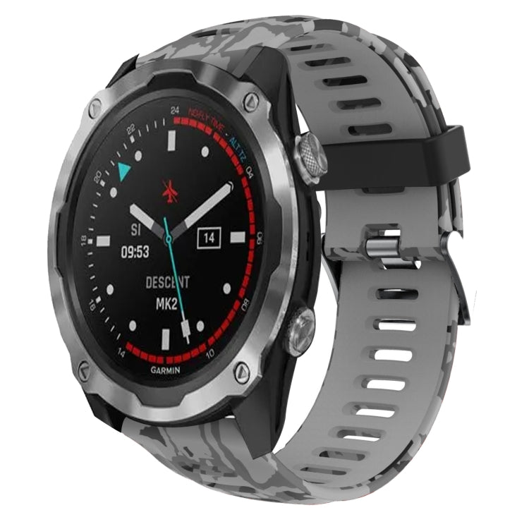 26mm Camouflage Printed Silicone Watch Band, For Garmin Fenix 3 Sapphire, For Garmin Descent MK 1, For Garmin Descent MK 2, For Garmin Descent MK 2i