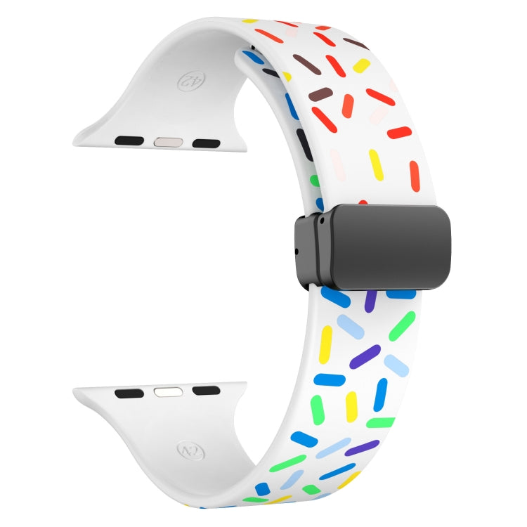 Rainbow Dots Silicone Magnetic Black Buckle Watch Band, For Apple Watch SE 44mm, For Apple Watch 6 40mm, For Apple Watch 6 44mm, For Apple Watch 5 44mm