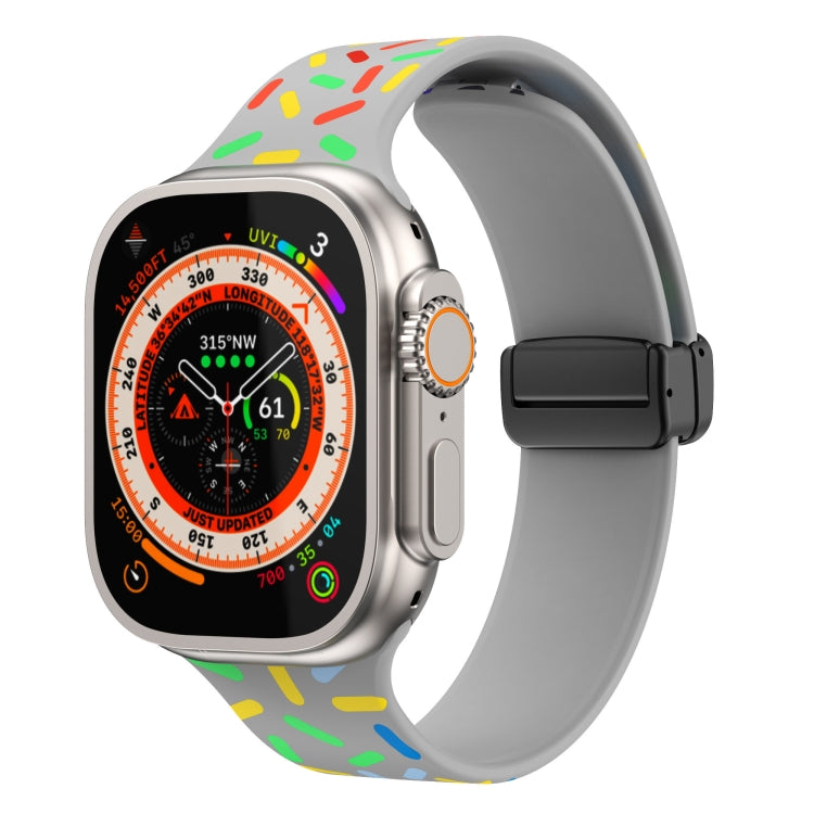 Rainbow Dots Silicone Magnetic Black Buckle Watch Band, For Apple Watch SE 44mm, For Apple Watch 6 40mm, For Apple Watch 6 44mm, For Apple Watch 5 44mm