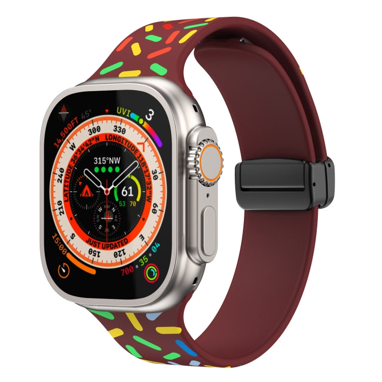 Rainbow Dots Silicone Magnetic Black Buckle Watch Band, For Apple Watch SE 44mm, For Apple Watch 6 40mm, For Apple Watch 6 44mm, For Apple Watch 5 44mm