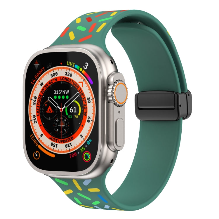 Rainbow Dots Silicone Magnetic Black Buckle Watch Band, For Apple Watch SE 44mm, For Apple Watch 6 40mm, For Apple Watch 6 44mm, For Apple Watch 5 44mm