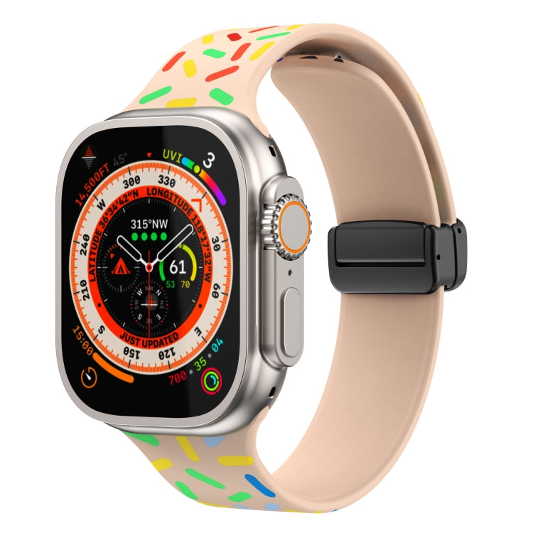 Rainbow Dots Silicone Magnetic Black Buckle Watch Band, For Apple Watch SE 44mm, For Apple Watch 6 40mm, For Apple Watch 6 44mm, For Apple Watch 5 44mm