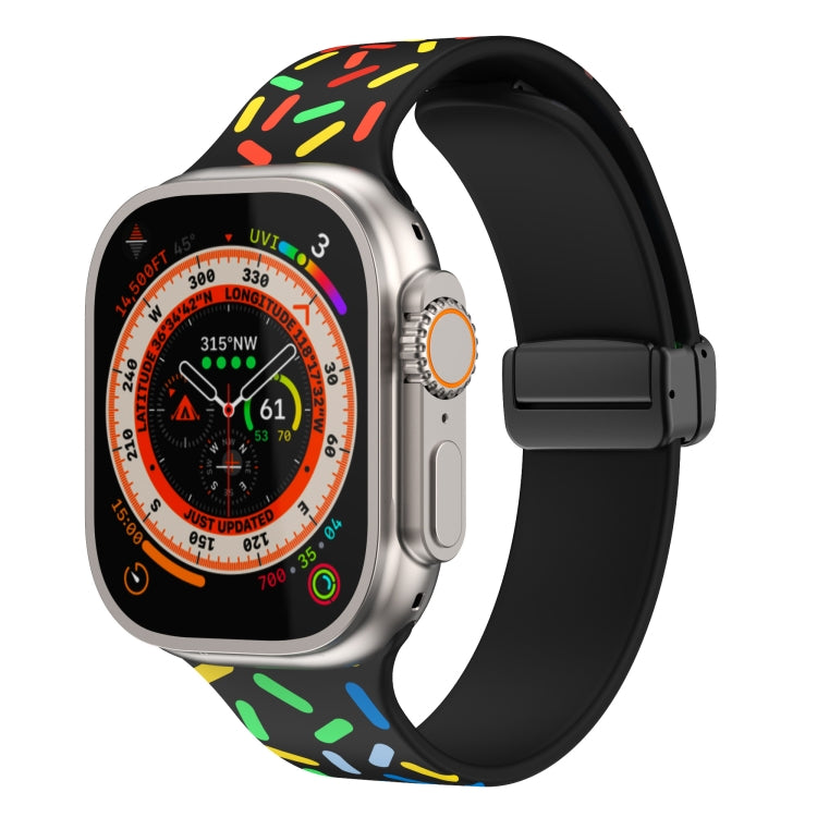 Rainbow Dots Silicone Magnetic Black Buckle Watch Band, For Apple Watch SE 44mm, For Apple Watch 6 40mm, For Apple Watch 6 44mm, For Apple Watch 5 44mm