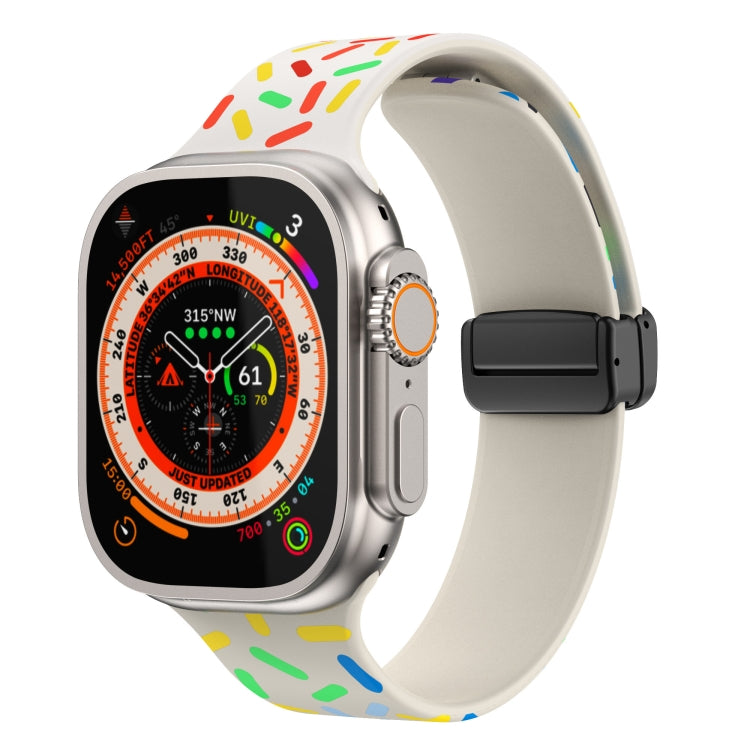 Rainbow Dots Silicone Magnetic Black Buckle Watch Band, For Apple Watch SE 44mm, For Apple Watch 6 40mm, For Apple Watch 6 44mm, For Apple Watch 5 44mm