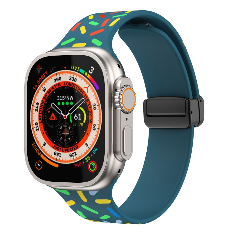 Rainbow Dots Silicone Magnetic Black Buckle Watch Band, For Apple Watch SE 44mm, For Apple Watch 6 40mm, For Apple Watch 6 44mm, For Apple Watch 5 44mm