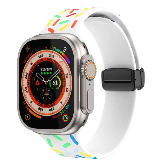 Rainbow Dots Silicone Magnetic Black Buckle Watch Band, For Apple Watch 5 40mm, For Apple Watch 4 44mm, For Apple Watch 4 40mm, For Apple Watch 3 38mm