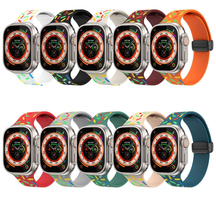 Rainbow Dots Silicone Magnetic Black Buckle Watch Band, For Apple Watch SE 44mm, For Apple Watch 6 40mm, For Apple Watch 6 44mm, For Apple Watch 5 44mm