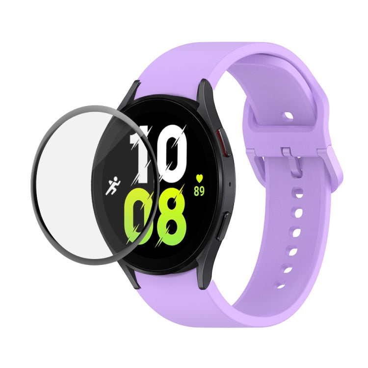 JUNSUNMAY Silicone Adjustable Strap + Full Coverage PMMA Screen Protector Kit, For Samsung Galaxy Watch5 40mm, For Samsung Galaxy Watch4 44mm, For Samsung Galaxy Watch4 40mm