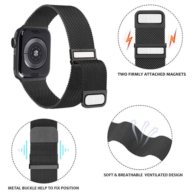 Milan Double Magnetic Steel Mesh Watch Band, For  Apple Watch 7 45mm, For Apple Watch SE 40mm, For Apple Watch SE 44mm, For Apple Watch 6 40mm, For Apple Watch 6 44mm, For Apple Watch 5 44mm