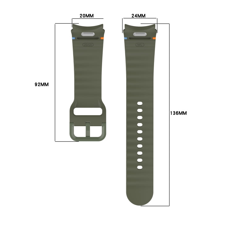 Wavy Grain Stitched Quick Release Silicone Watch Band, For Samsung Galaxy Watch 4 44mm, For Samsung Galaxy Watch 4 40mm, For Samsung  Galaxy Watch 4 Classic 46mm, For Samsung  Galaxy Watch 4 Classic 42mm