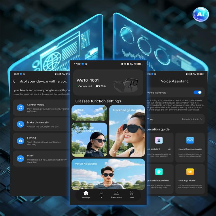 W610 Smart Glasses, Support AI Photo Recognition / AI Smart Translation / Bluetooth Call