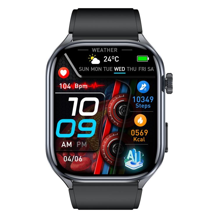 ET572 2.0 inch Color Screen Smart Watch Silicone Strap, Support Supports Health Monitoring / ECG