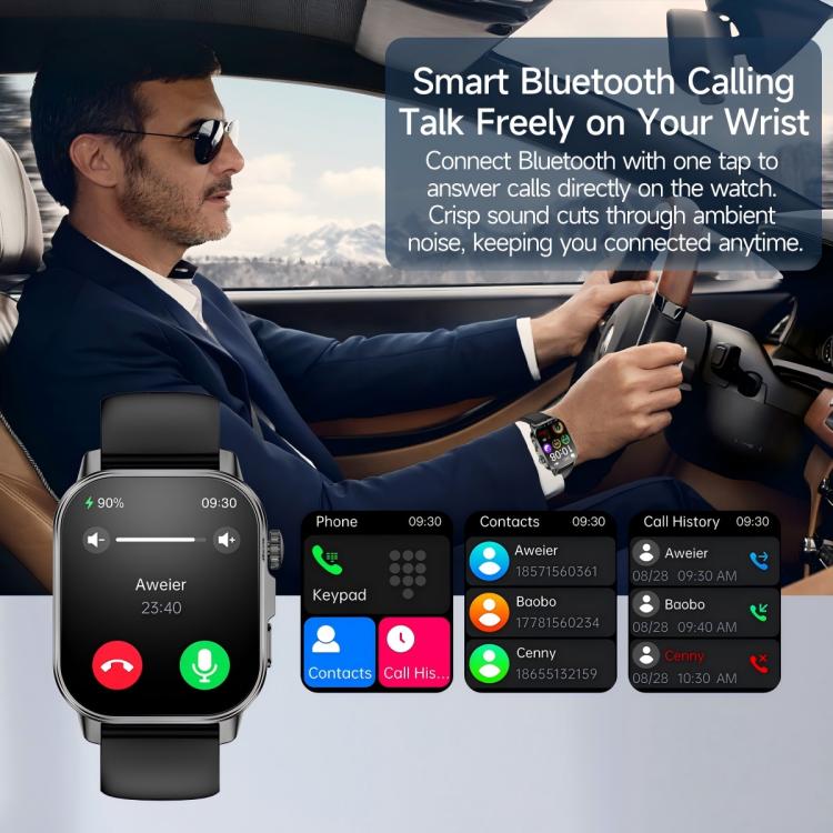 ET571 2.0 inch Color Screen BT Smart Watch Silicone Strap, Support Health Monitoring / ECG