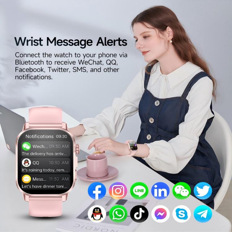 ET571 2.0 inch Color Screen BT Smart Watch Silicone Strap, Support Health Monitoring / ECG