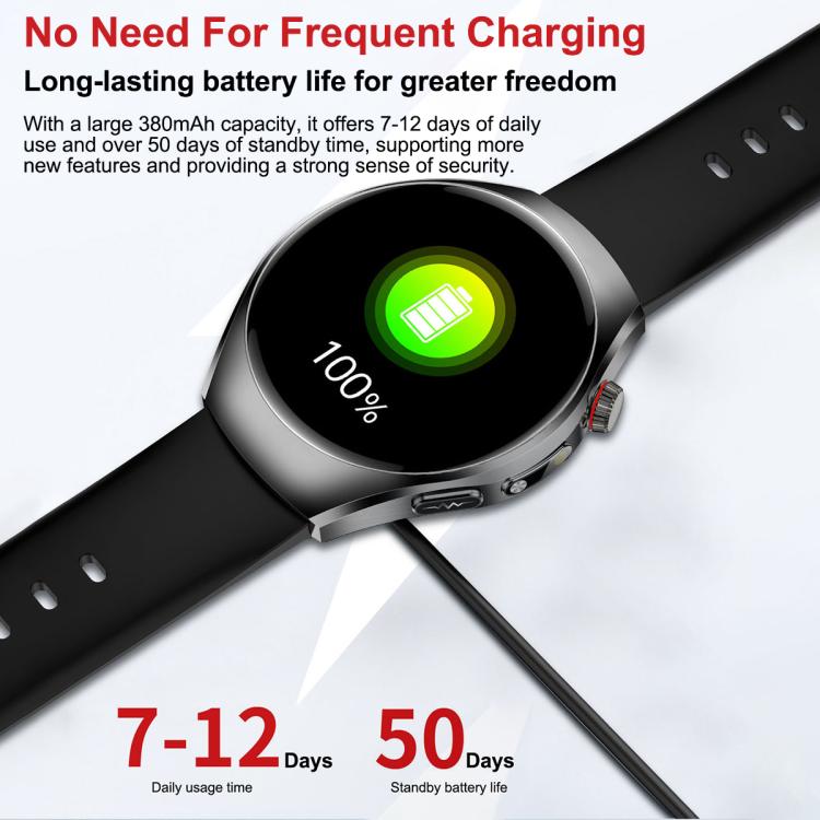 ET460 1.47 inch Color Screen BT Calling Smart Watch Silicone Strap, Support Health Monitoring / ECG