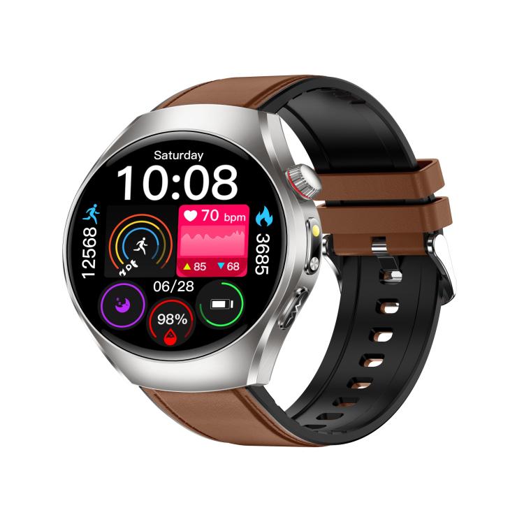 ET460 1.47 inch Color Screen BT Calling Smart Watch Vegan Leather Strap, Support Health Monitoring / ECG