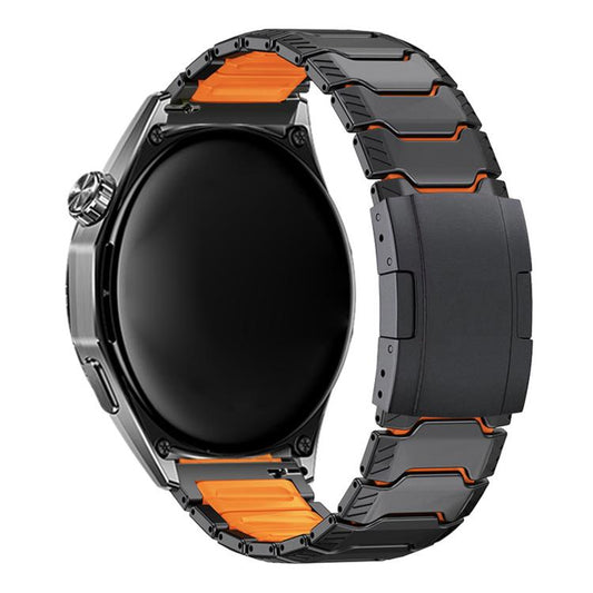 Mecha Knight Turtle Buckle Silicone Embedded Titanium Alloy Watch Band, 22mm