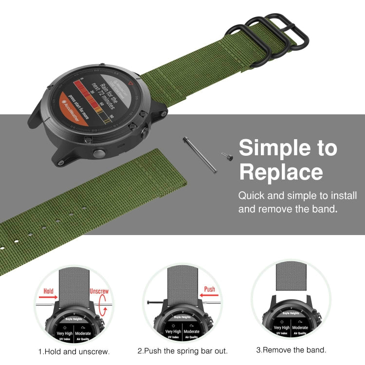 For Garmin Fenix 5S 20mm Three-ring Nylon Watchband