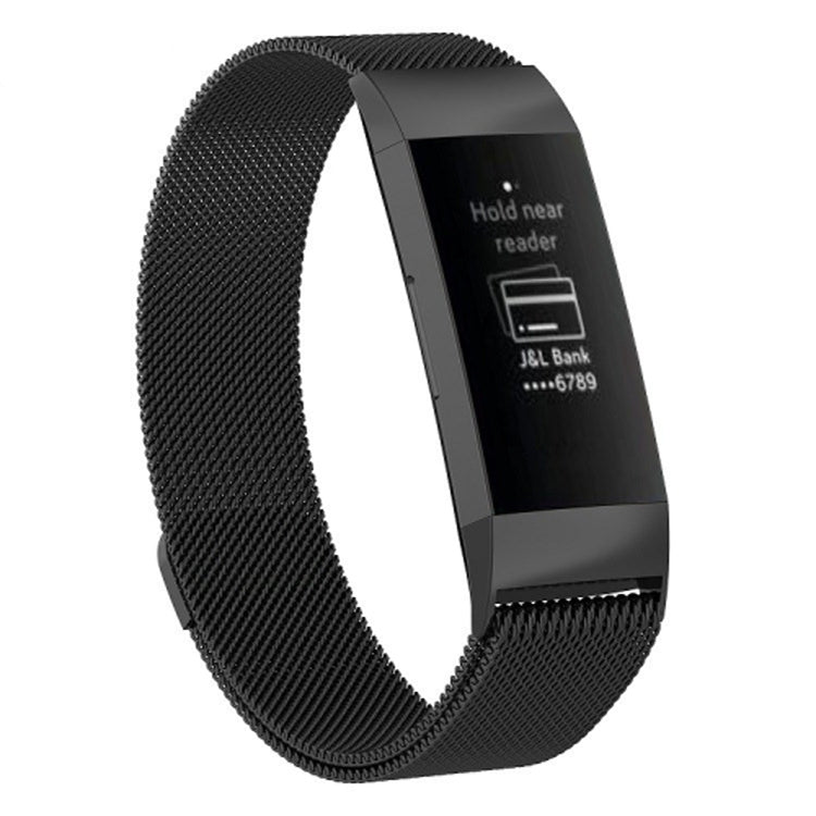 Stainless Steel Magnet Wrist Strap for FITBIT Charge 4 / 3，Small Size: 190x18mm, Size：190x18mm