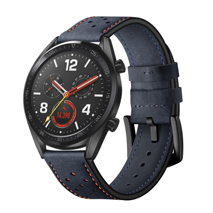 22mm For Huawei Watch GT2e / GT2 46mm Plum Blossom Hole Leather Strap
