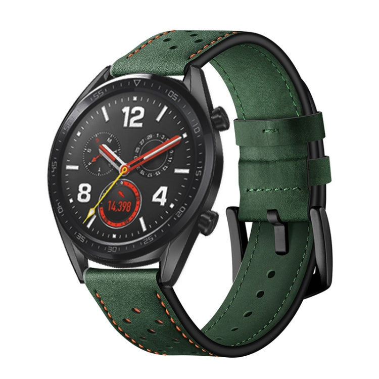 22mm For Huawei Watch GT2e / GT2 46mm Plum Blossom Hole Leather Strap