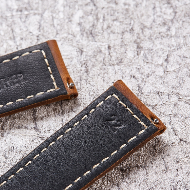 Smart Quick Release Watch Strap Crazy Horse Leather Retro Strap For Samsung Huawei,Size:, 20mm  (Dark Brown Black Buckle), 20mm (Deep Brown Silver Buckle), 20mm (Light Brown Black Buckle), 20mm (Light Brown Silver Buckle), 20mm (Black And Black Buckle)...