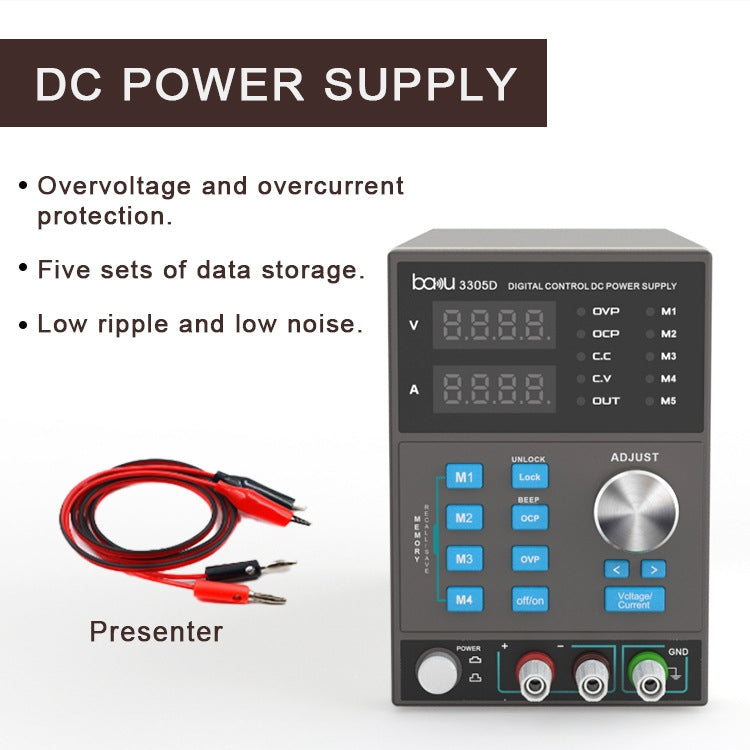 BAKU BA-3305D 5A/30V CNC DC High Power Supply, BA-3305D US Plug, BA-3305D EU Plug
