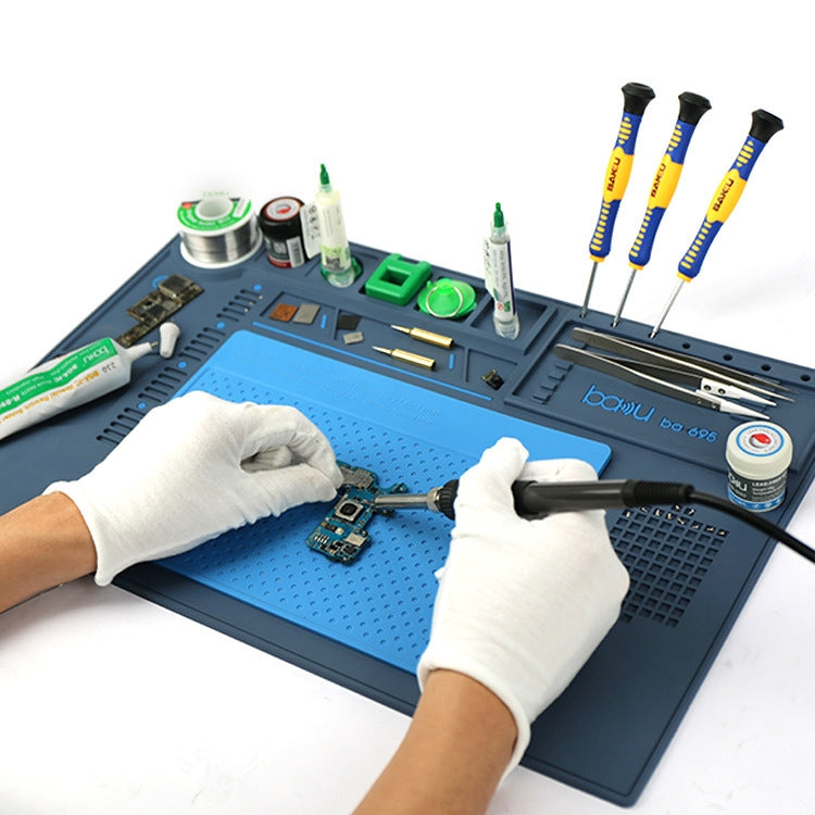 BAKU BA-695  2 in 1 TPR+Silicone Computer Phone Repair Desk Mat Heat Resistant Insulation Mat, BAKU BA-695