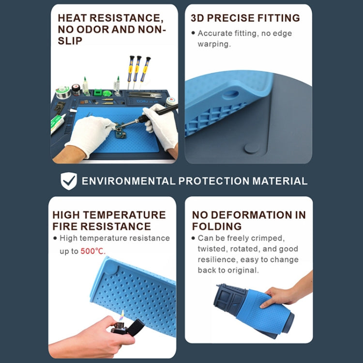 BAKU BA-695  2 in 1 TPR+Silicone Computer Phone Repair Desk Mat Heat Resistant Insulation Mat, BAKU BA-695