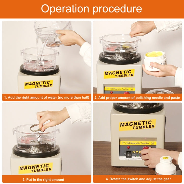 KT-185 Magnetic Polishing Tumbler Stainless Steel Deburring And Polishing Machine, EU Plug