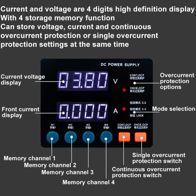 SUGON 3005D 4 Digital Display Power Supply Meter High Power Regulated Power Supply, EU Plug, US Plug