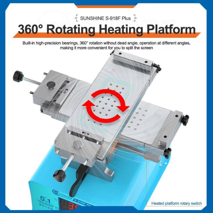SUNSHINE S-918F Plus 5 In 1 Curved Screen Separator Mobile Phone LCD Screen Repair Separator Heating Platform, S-918F Plus