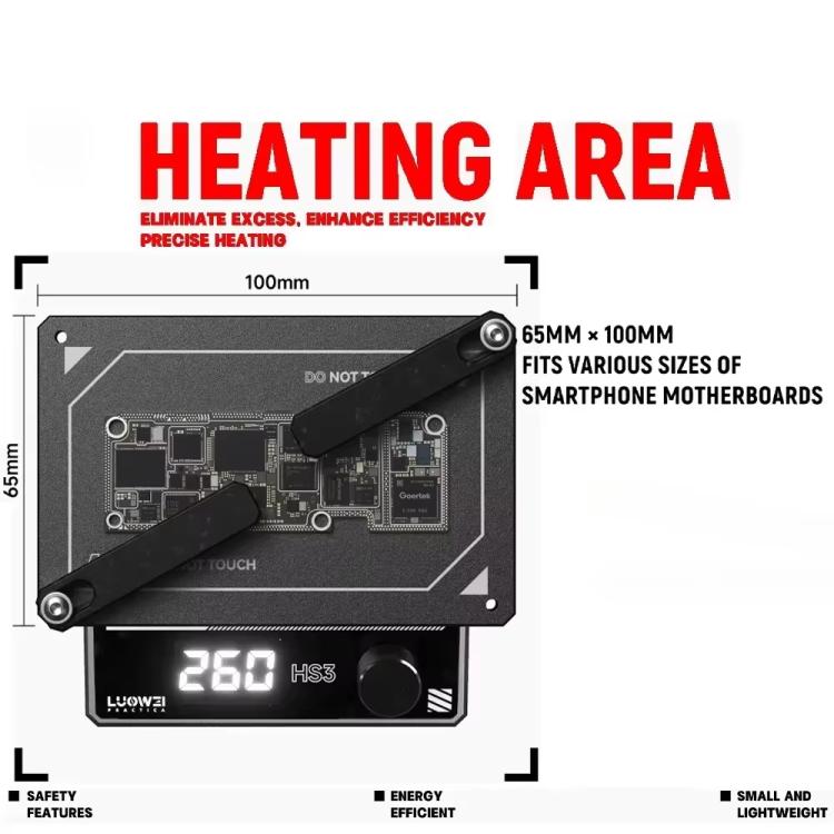LUOWEI HS3 Universal Preheating Heating Station Layered Lamination Tinning Degumming Heating Station, US Plug, EU Plug