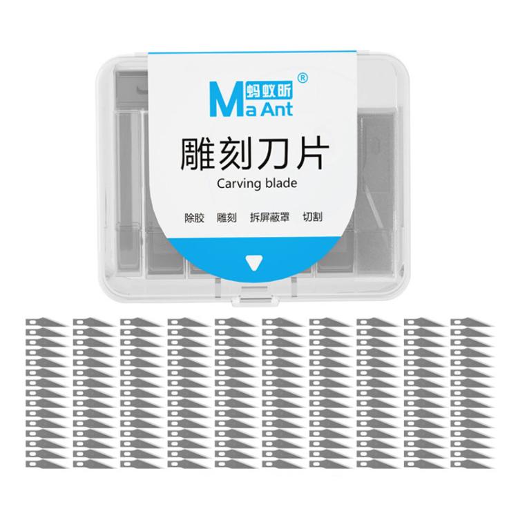 MaAnt M077 150pcs /Box Double-sided Flat Blade Cell Phone Repair Back Cover Removal Artistic Engraving Knife Blade, No. 4, No. 4A, No. 11, No. 16, No. 17