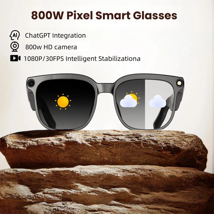 M02S Smart Glasses with 8MP HD Camera, 1080P Video, AI Voice Assistant, Recording, Translation, Transparent, Sunglasses, Photochromic, Transparent+Sunglasses, Transparent+Photochromic