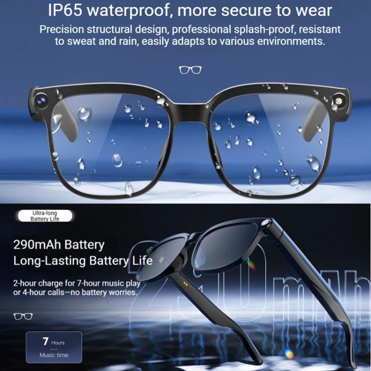 M02S Smart Glasses with 8MP HD Camera, 1080P Video, AI Voice Assistant, Recording, Translation, Transparent, Sunglasses, Photochromic, Transparent+Sunglasses, Transparent+Photochromic