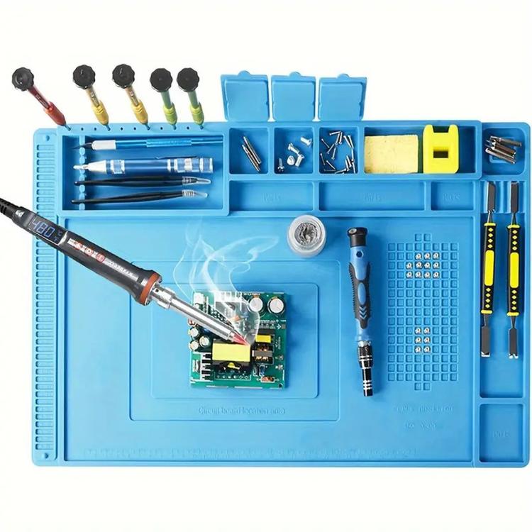 Magnetic Silicone Soldering Mat Heat Resistant Work Mat for Electronics Repair  17.7 x 11.8 Inch